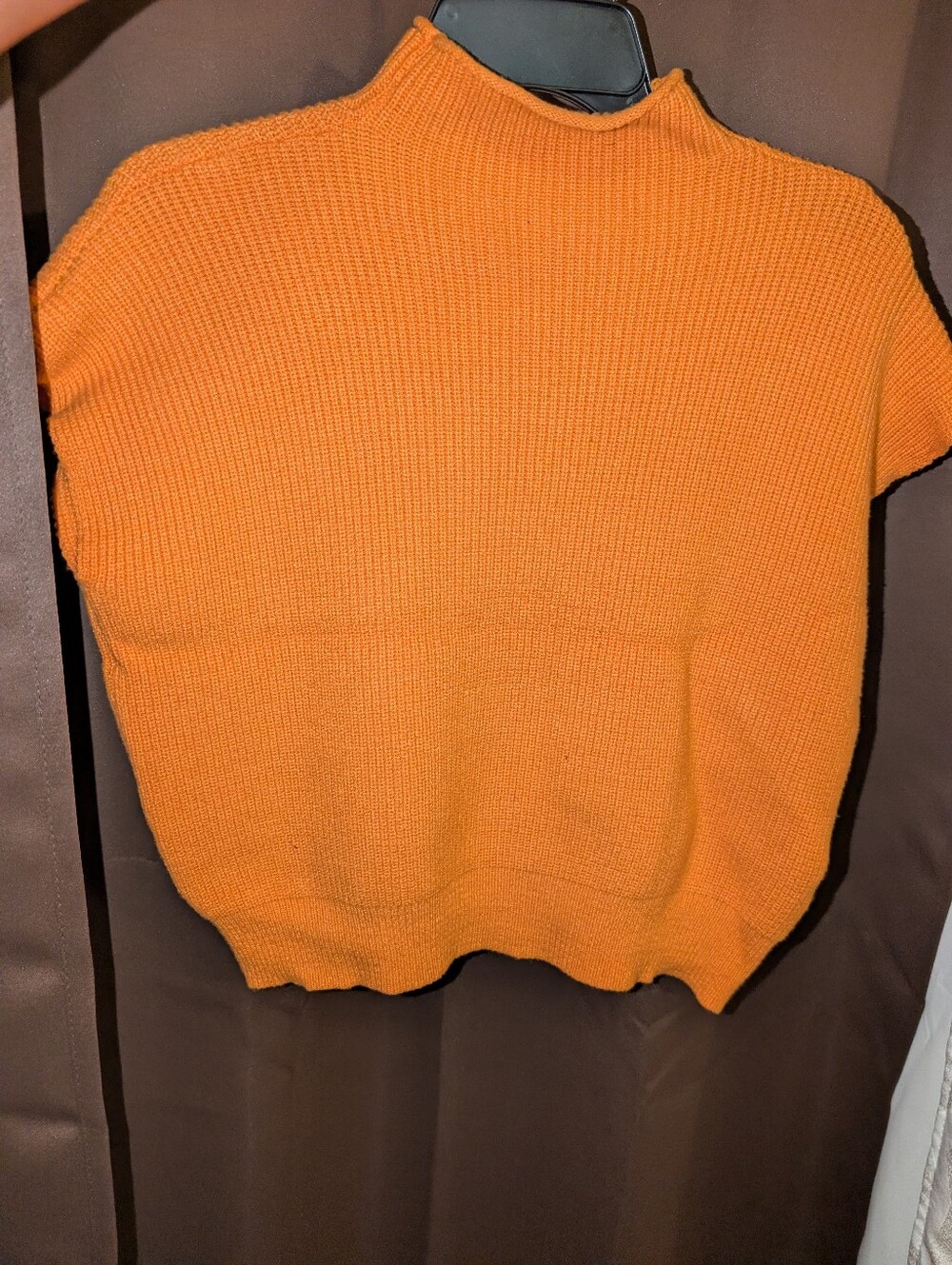 Fashion Nova Women's Bright Orange Short-Sleeve Knit Turtleneck Sweater